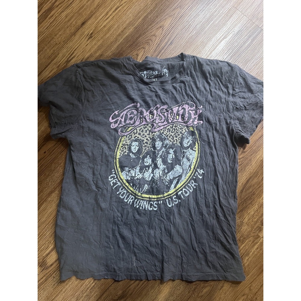 Womens Retro Aerosmith Get Your Wings U.S. Tour '74 Cotton T-shirt - Sz 2XL